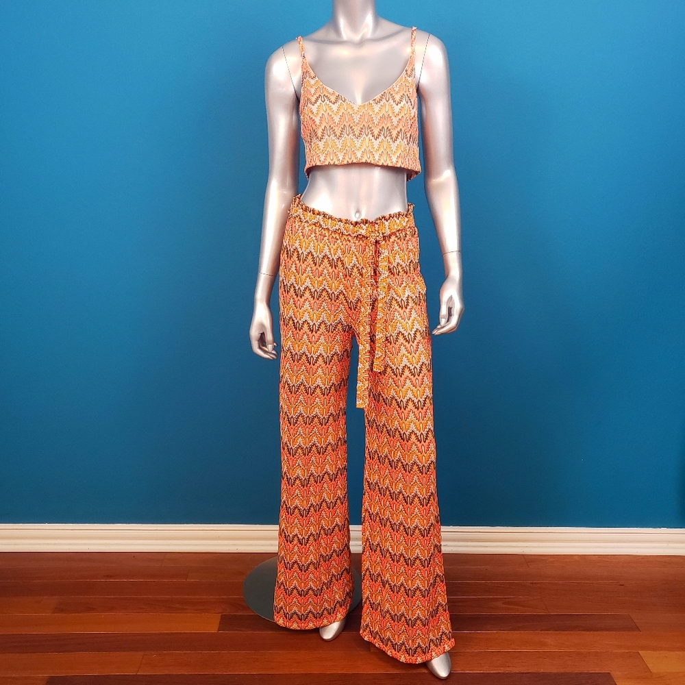🆕️ 🌴 MISSGUIDED Retro Mod Festival Flare Crochet Pants Set // (NWT)